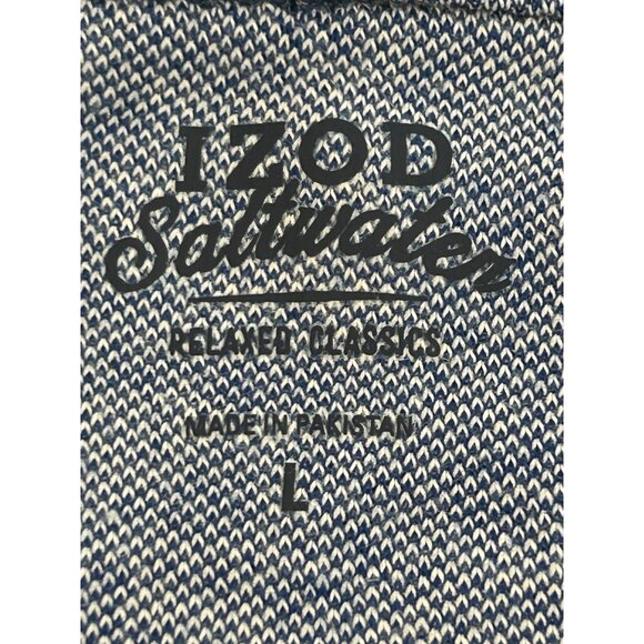 Izod Saltwater Mens Shirt L Blue Long Sleeve Pullover 1/4 Zip Mock Neck Relaxed - Picture 4 of 11